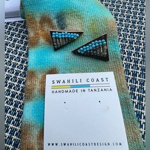 Swahili Coast Pierced Beaded Stud Earrings, new in card, made in Tanzania